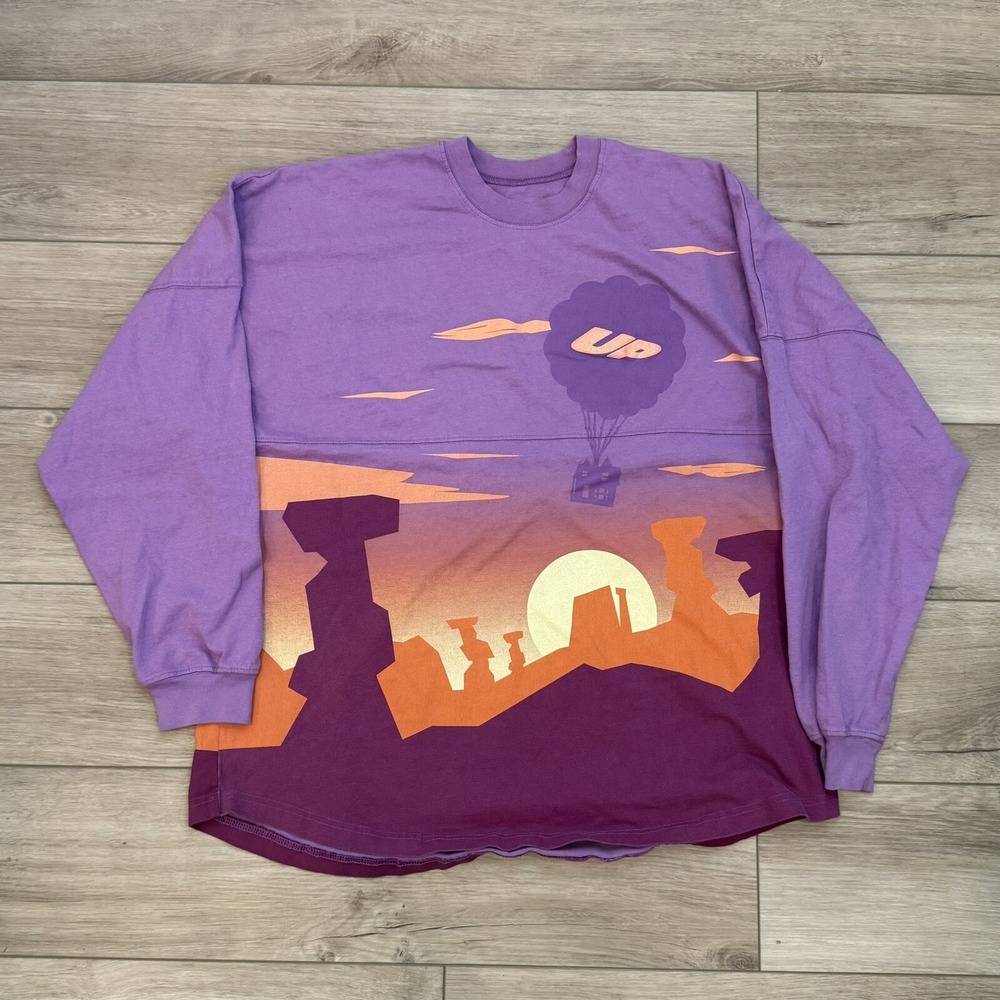 Disney Pixar UP Paradise Falls Long Sleeve Spirit Jersey Adults size XL Purple